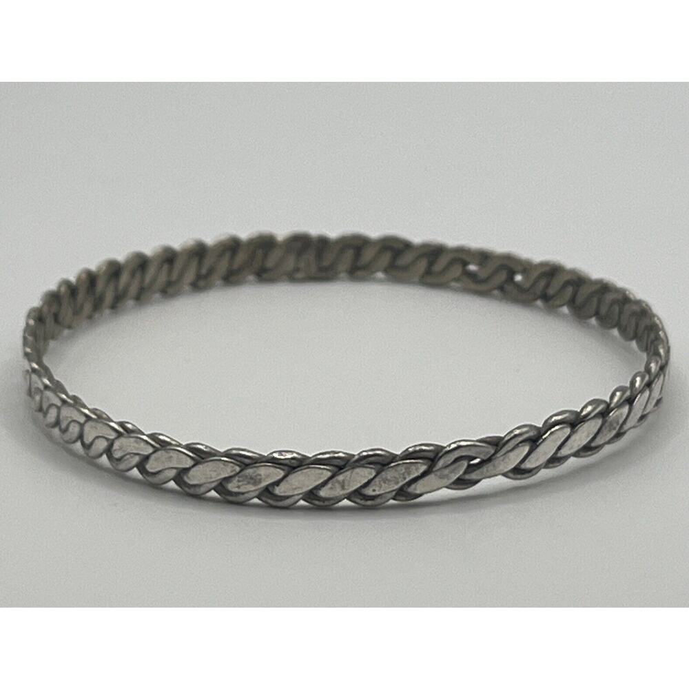 925 Sterling Silver Weaved Bangle Bracelet